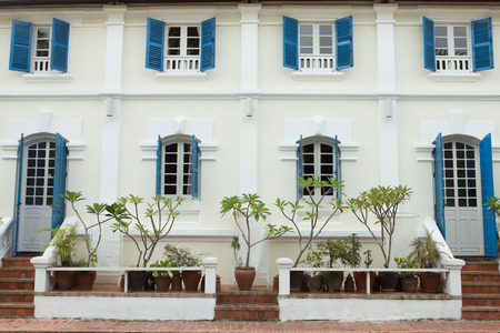 Out side view of Colonial building style still in Louang Phabang , Laosのeditorial素材