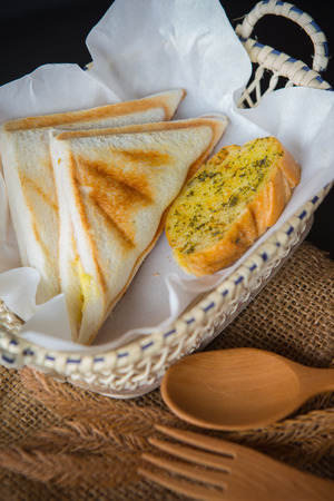 Grilled cheese sandwich with garlic breadの写真素材
