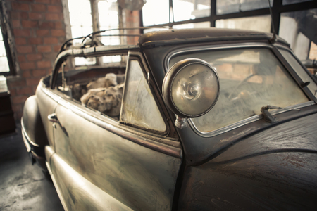 Vintage headlight US classic carの写真素材