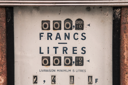 old analog gas pump meter,retro picture styleの写真素材