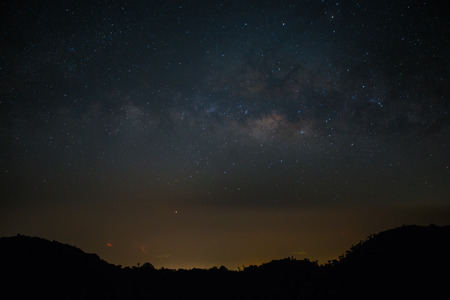 Milky way over the zodiacal lightの写真素材