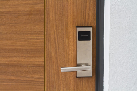 Door handle with keycard security.の写真素材