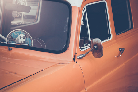 Selective focus vintage yellow carの写真素材