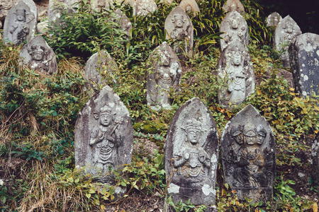Selective focus God statue in Yamadera Shrine temple Japanの写真素材