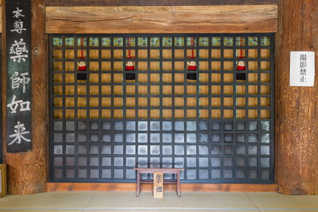 YAMADERA-JAPAN,OCTOBER 11,2016; Center of chapel in Shrine temple for monk activity riligion , Yamadera Japan.のeditorial素材