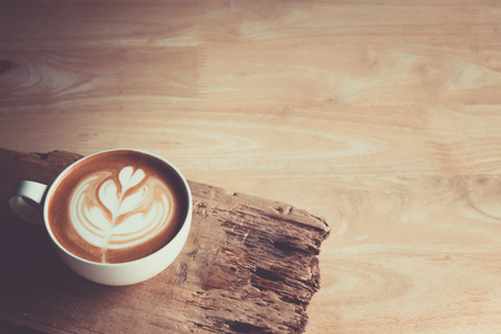 Cup of coffee with beautiful Latte artの写真素材