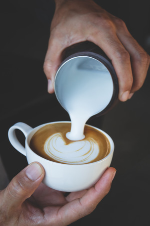 How to make latte art coffeeの写真素材