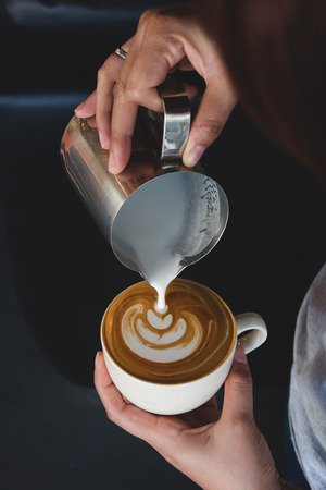 coffee cup latte artの写真素材