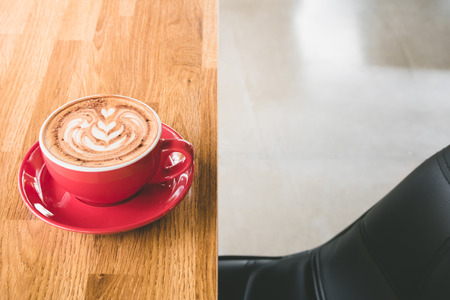 coffee latte art in coffee shopの写真素材