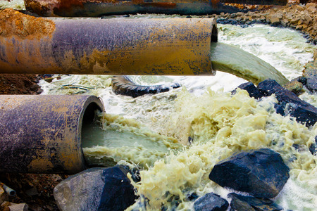 Discharge of liquid chemical waste. The danger for the environment.の写真素材