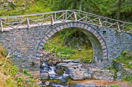 Old pictorial bridge in a bulgarian villageの写真素材