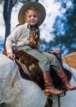 MONTEVIDEO , URUGUAY  - APRIL 11 2009 :  participant child  in  Gauchos show のeditorial素材