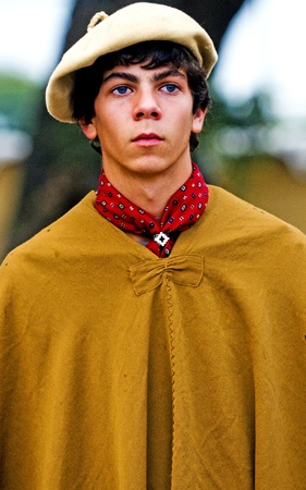 MONTEVIDEO , URUGUAY  - APRIL 11 2009 :  participant in  Gauchos show のeditorial素材