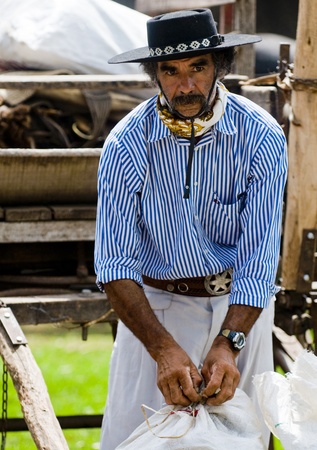 TACUAREMBO, URUGUAY - MAR 7 2009 : Participant in the annual festival Patria Gauchaのeditorial素材