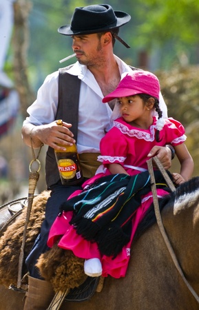 TACUAREMBO, URUGUAY - MAR 7 2009 : Participant in the annual festival Patria Gauchaのeditorial素材