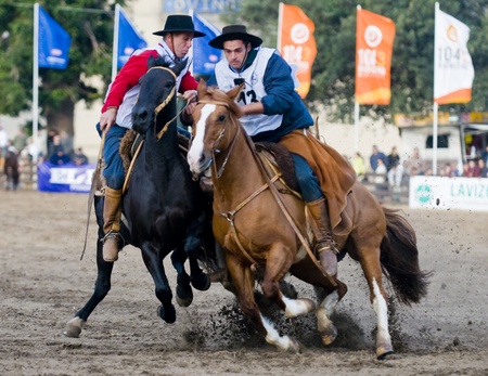 MONTEVIDEO , URUGUAY  - APRIL 11 2009 :  participants in the Gauchos show in Cemana criosaのeditorial素材