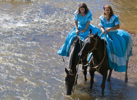 Tacuarembo, MAR. 7: a girls participant in the annual  festival of  "Patria Gaucha" on Mars 7, 2009. The Festival of the Gaucho Culture made in Tacuarembo north Uruguayのeditorial素材