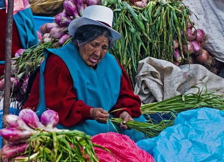 Cusco , Peru - May 27 : Peruvian woman in a market in Cusco Peru , May 27 2011のeditorial素材