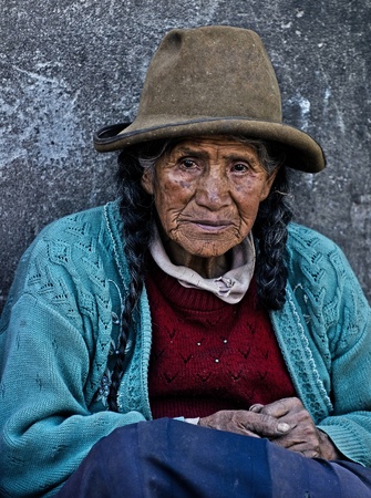 Cusco , Peru - May 27 : Portrait of Peruvian woman in Cusco Peru , May 27 2011のeditorial素材