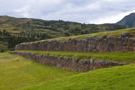 Inca ruins in the Sacred valley , Chinchero Peruの写真素材