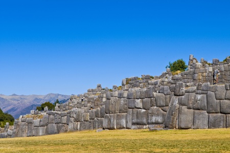 Ancient Sacsayhuaman , Incan ruins outside of Cusco Peruの写真素材