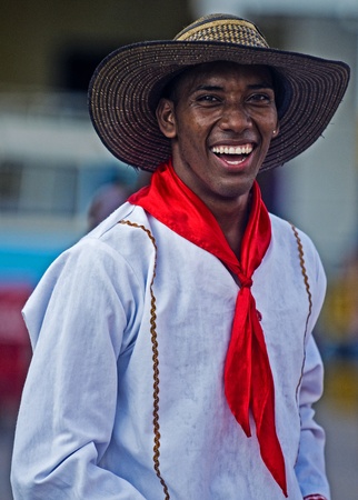 Catagena de Indias , Colombia - December 22 : Portrait of a colombian man participant  in the celebration for the presentation of the new city symbol held in Cartagena de indias on December 22 2010のeditorial素材