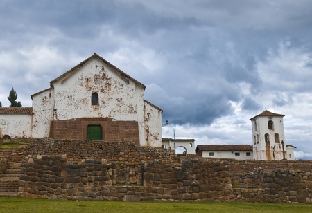 Inca ruins in the Sacred valley , Chinchero Peruのeditorial素材