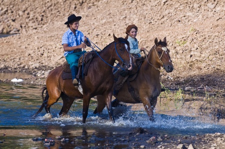 TACUAREMBO, URUGUAY - MAR 5 : Participants in the annual festival "Patria Gaucha" on March 5, 2011 in Tacuarembo, Uruguay.のeditorial素材