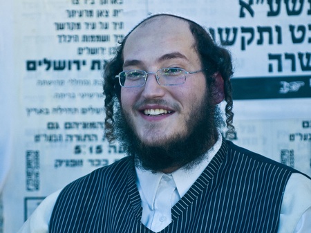 JERUSALEM - OCTOBER 10 2011 : Jewish ultra orthodox man in the Mea Shearim district  Jerusalem ,...