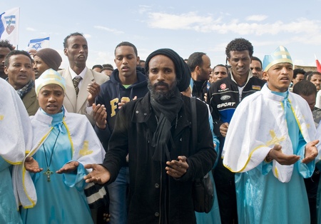 QASER EL YAHUD , ISRAEL - JAN 19 : Unidentified Ethiopian orthodox Christians  participates in the...