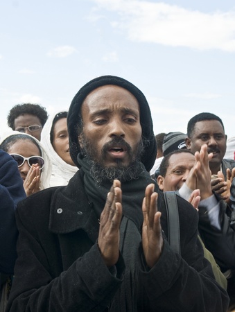 QASER EL YAHUD , ISRAEL - JAN 19 : Unidentified Ethiopian orthodox Christians  participates in the...