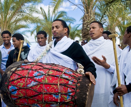QASER EL YAHUD , ISRAEL - JAN 19 : Unidentified Ethiopian orthodox Christians  participates in the...