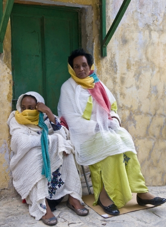 JERUSALEM - APRIL 14 : Ethiopian Orthodox worshipers await the start of the Holy fire ceremony at the Ethiopian section of the Holy Sepulcher in Jerusalm Israel on April 14 2012のeditorial素材