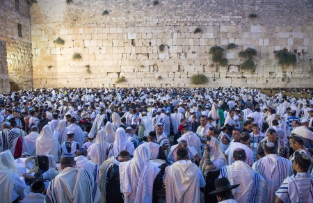 JERUSALEM - SEP 25 : Jewish men prays during the penitential prayers the Selichot , held on...