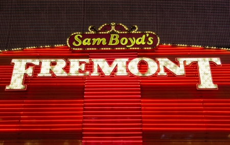 LAS VEGAS - DEC 07 : The Fremont hotel and casino sign in downtown Las Vegas on December 07, 2012. Las Vegas in 2012 broke the all-time visitor volume record of 39-plus million visitors のeditorial素材