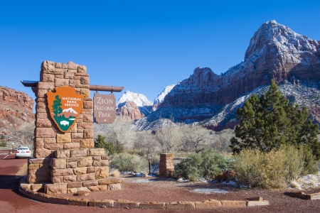 The Zion national park in Utah on winterのeditorial素材