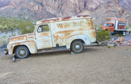 NELSON , USA - NOV 25 : Old rusty trucks in Nelson Nevada ghost town on November 25 ,2012のeditorial素材