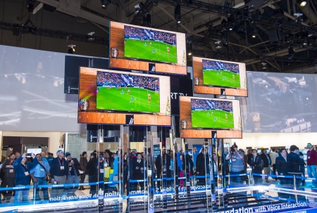 LAS VEGAS - JANUARY 11 : The Samsung booth at the CES show held in Las Vegas on January 11 2013 ,...