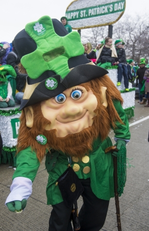 CHICAGO - MARCH 16 : Participant Wearing a Leprechaun costume at the annual Saint Patrick's Day Parade in Chicago on March 16 2013のeditorial素材