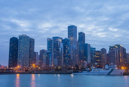 View of downtown chicago from the Navy Pier のeditorial素材