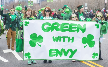 CHICAGO - MARCH 16 : Participants at the annual Saint Patrick's Day Parade in Chicago on March 16 2013のeditorial素材