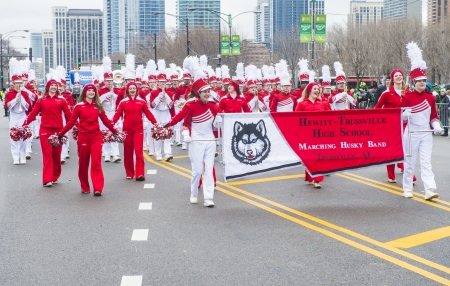 CHICAGO - MARCH 16 : Band marching at the annual Saint Patrick's Day Parade in Chicago on March 16...