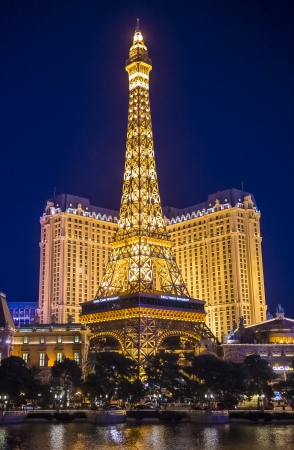 LAS VEGAS -FEB 11: The Paris Las Vegas hotel and casino on February 11, 2013 in Las Vegas, Nevada, USA. It includes a half scale, 541-foot (165 m) tall replica of the Eiffel Tower.のeditorial素材