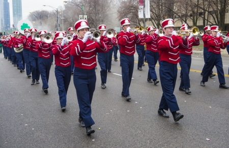 CHICAGO - MARCH 16 : Band marching at the annual Saint Patrick's Day Parade in Chicago on March 16 2013のeditorial素材