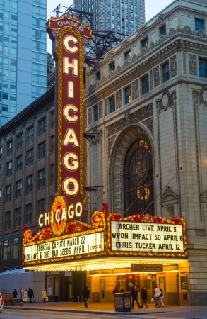 CHICAGO - MARCH 17 : The famous Chicago Theater on State Street on March 17, 2013 in Chicago, Illinois, The iconic marquee often appears in film and television のeditorial素材