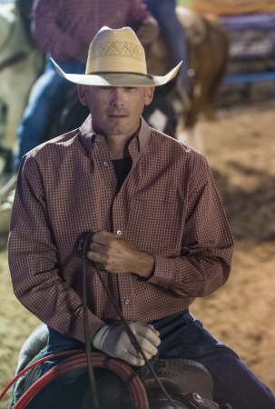 LAS VEGAS - MAY 17 : Cowboy Participant at the Helldorado Days Professional Rodeo in Las Vegas , USA on May 17 2013 のeditorial素材