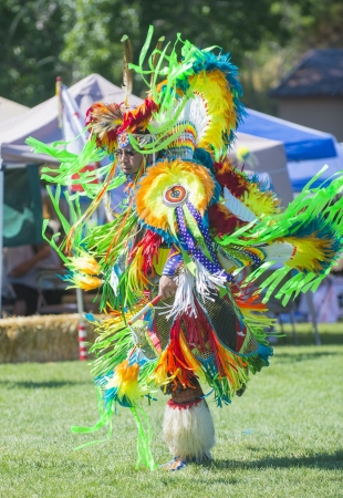 MARIPOSA ,USA - MAY 11 : An unidentified Native Indian man takes part at the Mariposa 20th annual Pow Wow in California , USA on May 11 2013 ,Pow wow is native American cultural gathernig event.のeditorial素材