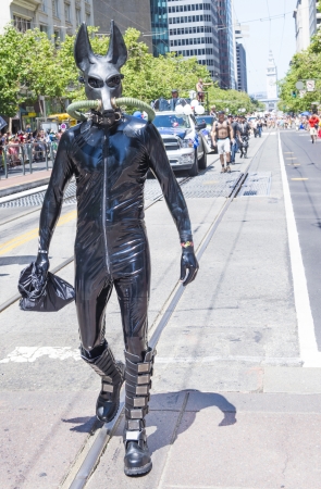 SAN FRANCISCO -  JUNE 30 : An unidentified Leather Pride Contingent member participates at the annual San Francisco Gay pride parade on June 30 2013のeditorial素材