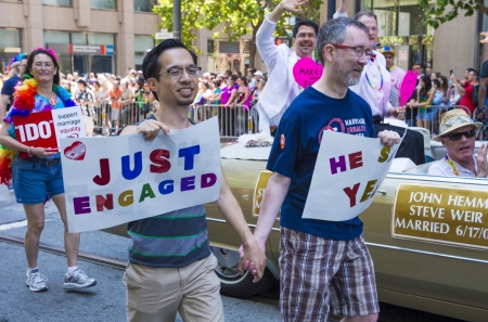 SAN FRANCISCO -  JUNE 30 : An unidentified Gay couple participates at the annual San Francisco Gay pride parade on June 30 2013のeditorial素材