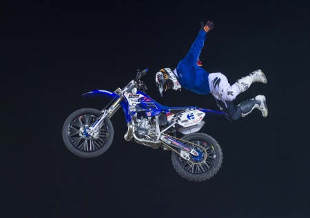 RENO , USA - JUNE 30 : unidentified rider giving FMX motorcross demonstration as part of the Reno...